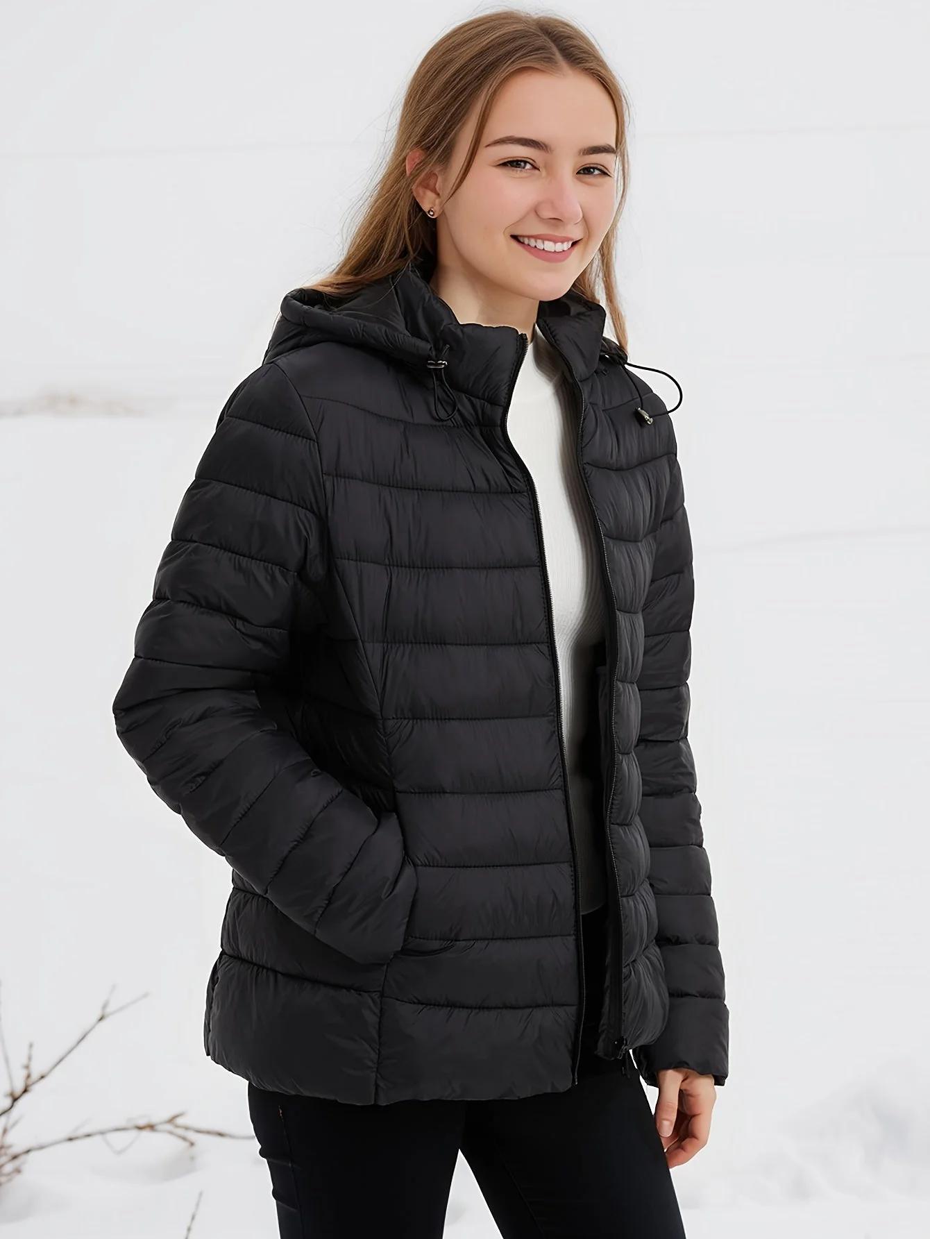 Veste d'hiver femme à capuche zippée - Image 2