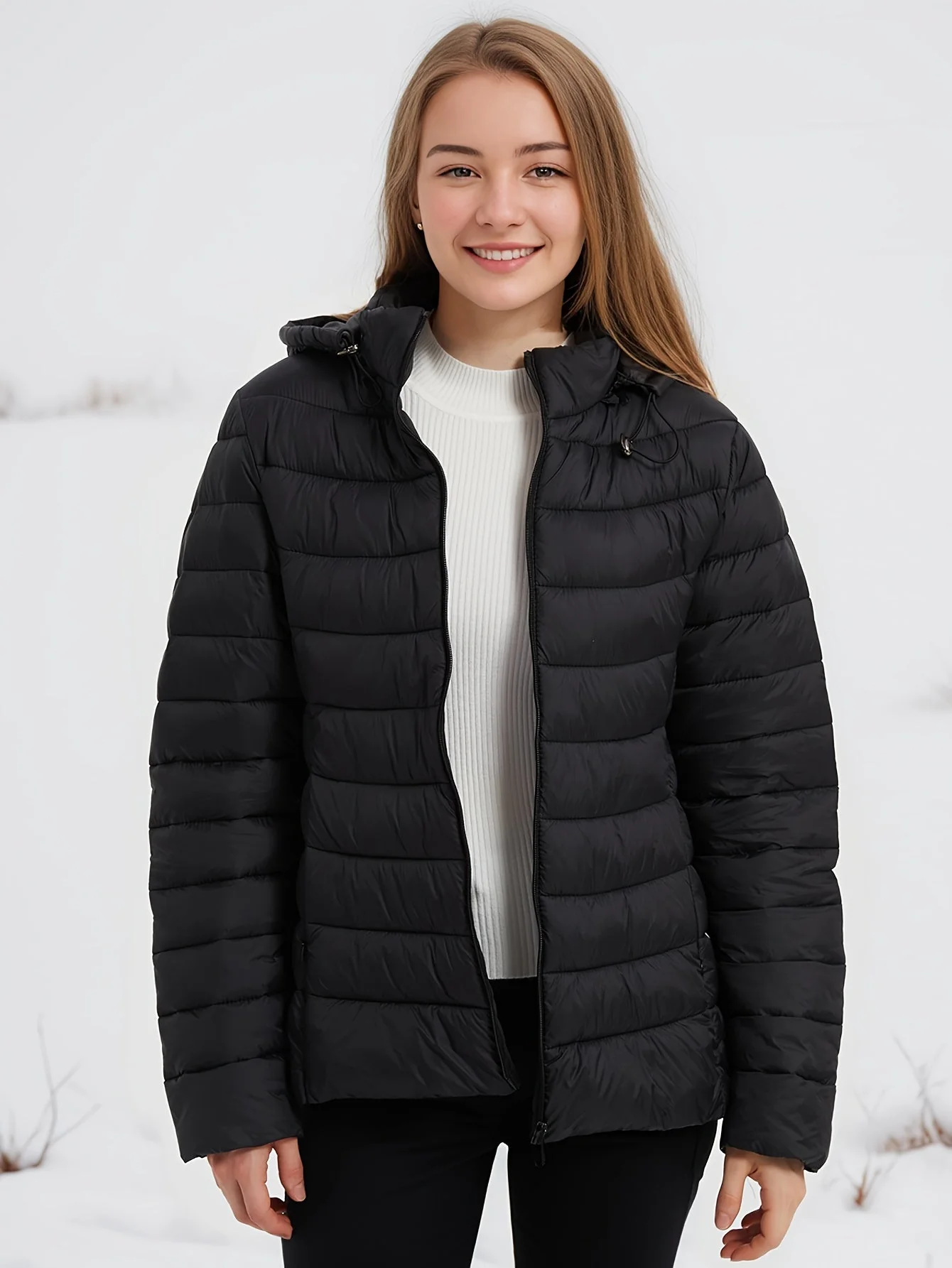 Veste d'hiver femme à capuche zippée - Image 4