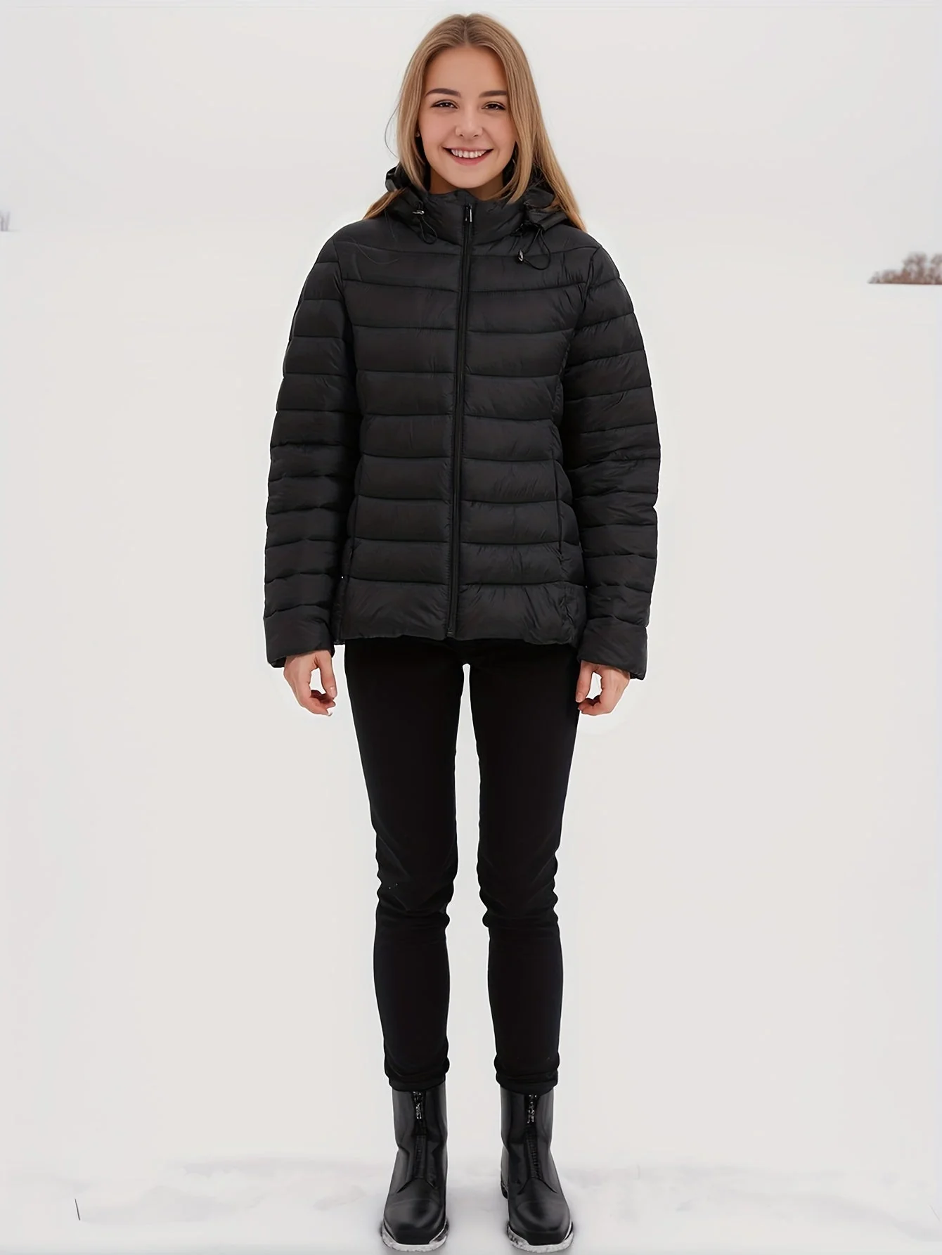 Veste d'hiver femme à capuche zippée - Image 7