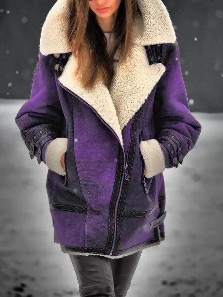 Veste d'hiver vintage col montant avec fermeture éclair oblique - Image 3