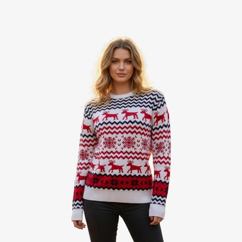 Pull femme de Noël coupe slim manches longues