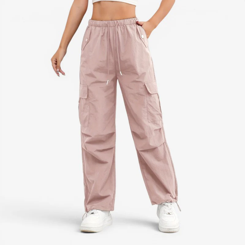 Pantalon femme coupe large avec multiples poches