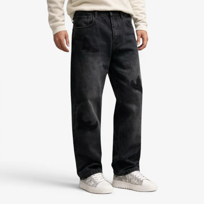 Pantalon Homme Large Taille Haute avec Poches Multiples et Coupe Droite