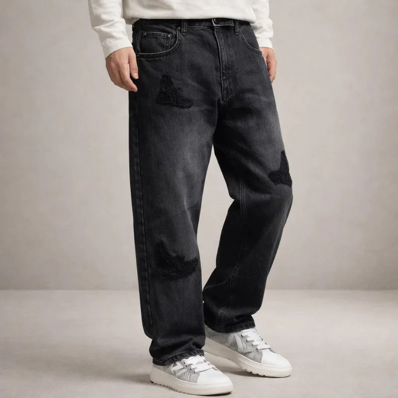 Pantalon Homme Large Taille Haute avec Poches Multiples et Coupe Droite - Image 2