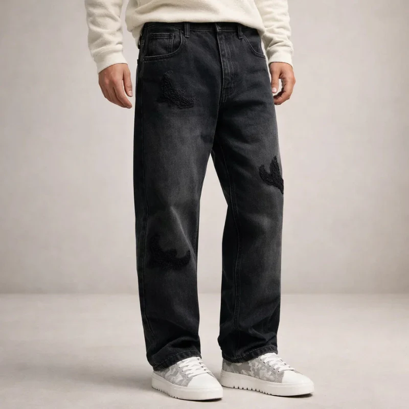 Pantalon Homme Large Taille Haute avec Poches Multiples et Coupe Droite - Image 3