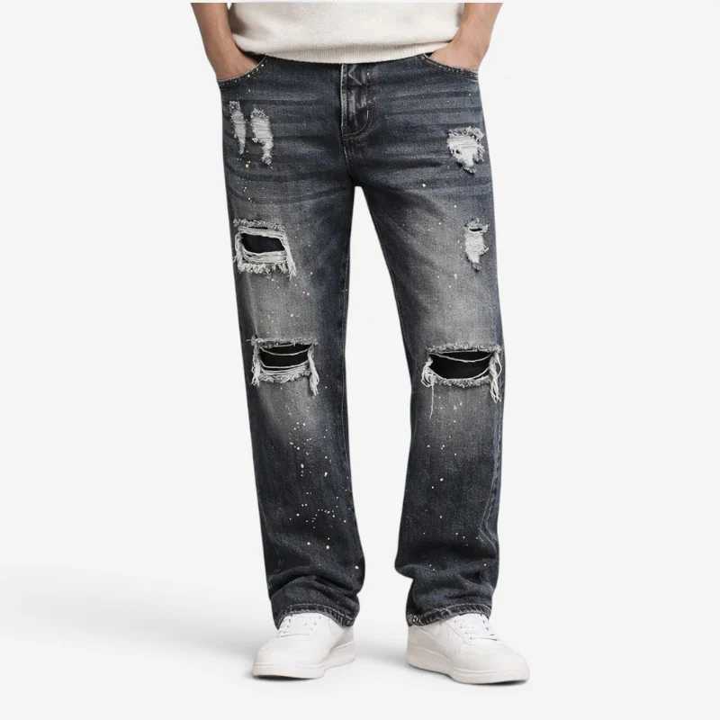 Pantalon Homme Taille Haute à Jambes Larges