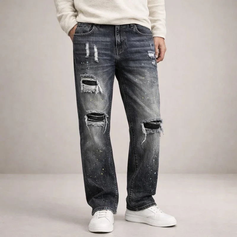 Pantalon Homme Taille Haute à Jambes Larges - Image 2
