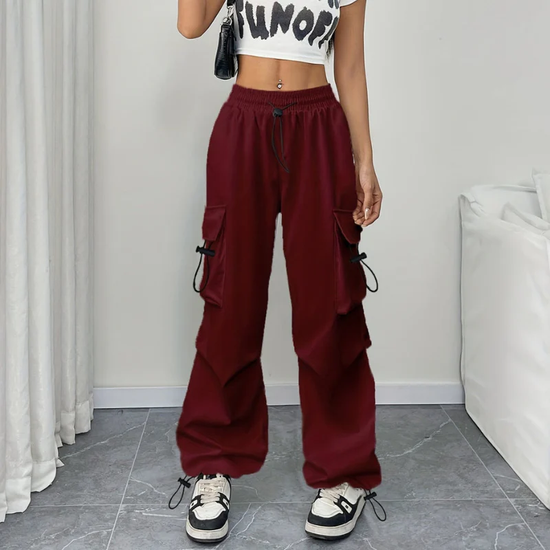 Pantalon large femme taille élastique avec cordon et poches - Image 5