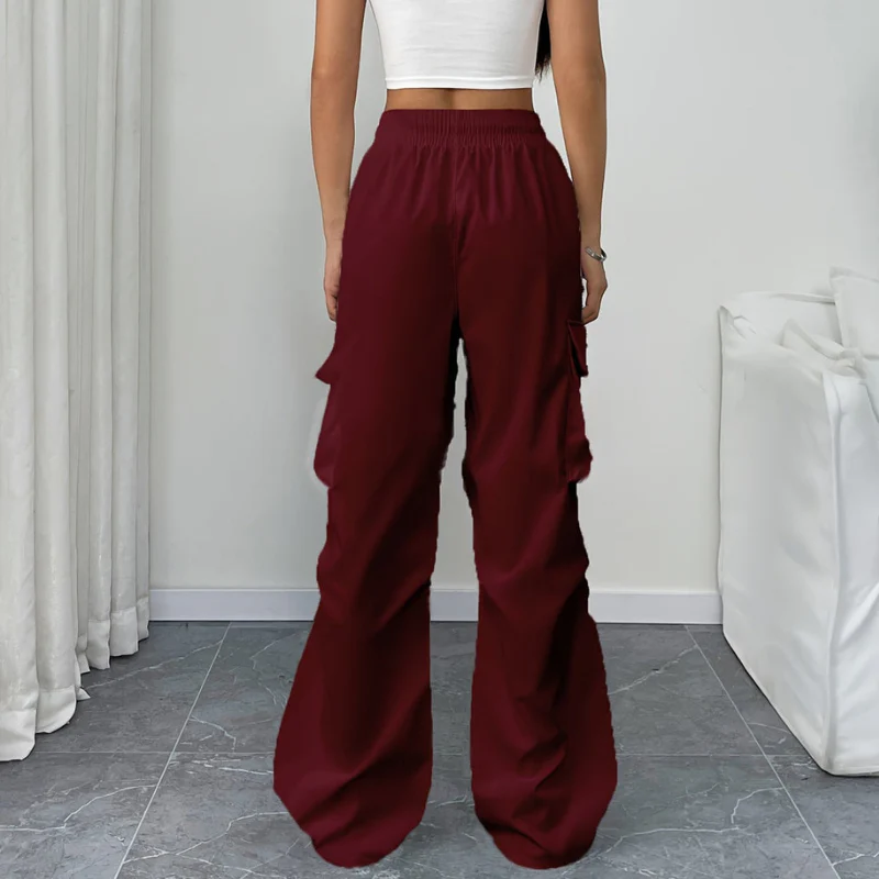 Pantalon large femme taille élastique avec cordon et poches - Image 6
