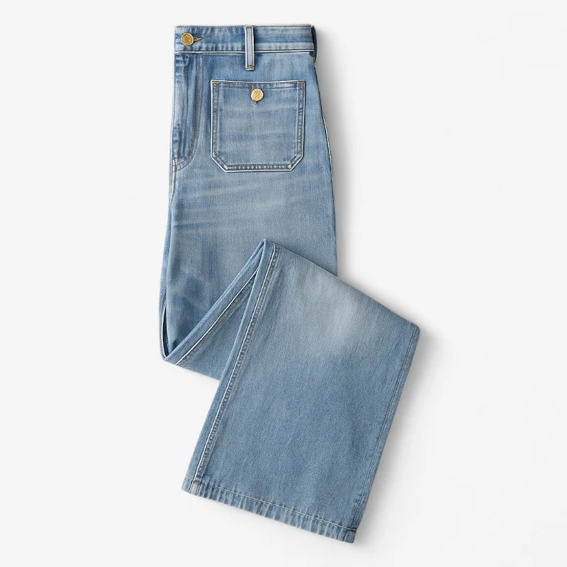 Pantalon femme taille haute jambe droite avec poches avant - Image 3