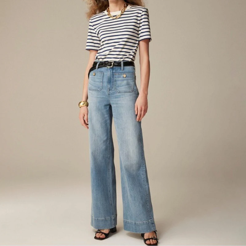 Pantalon femme taille haute jambe droite avec poches avant - Image 4