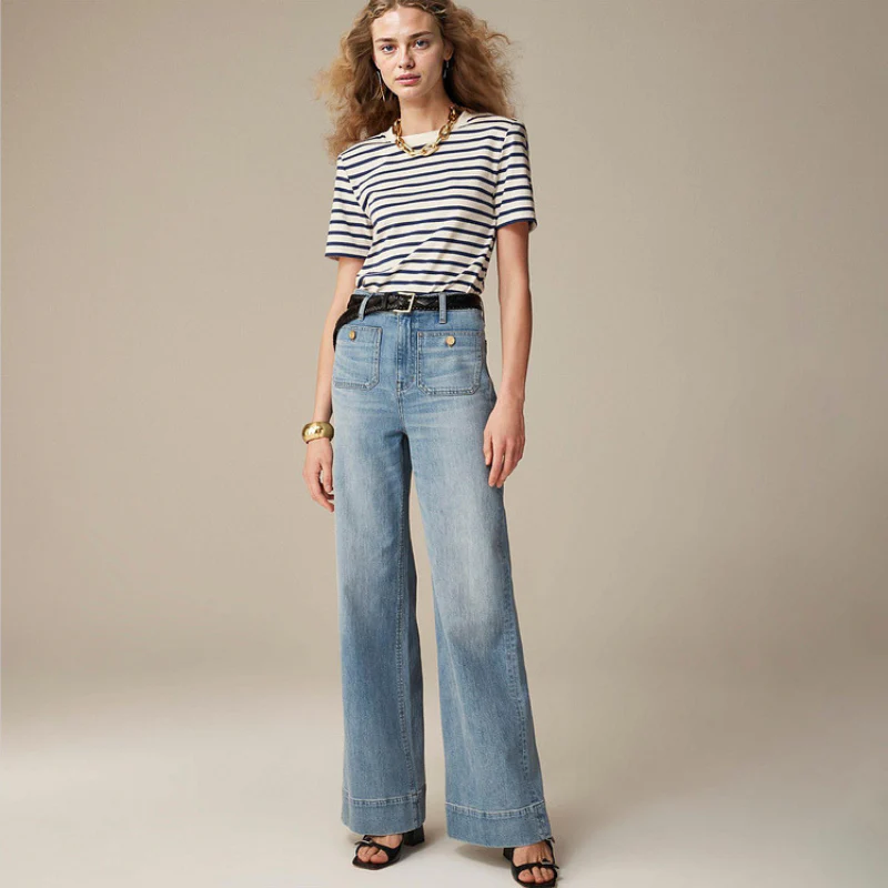Pantalon femme taille haute jambe droite avec poches avant - Image 5