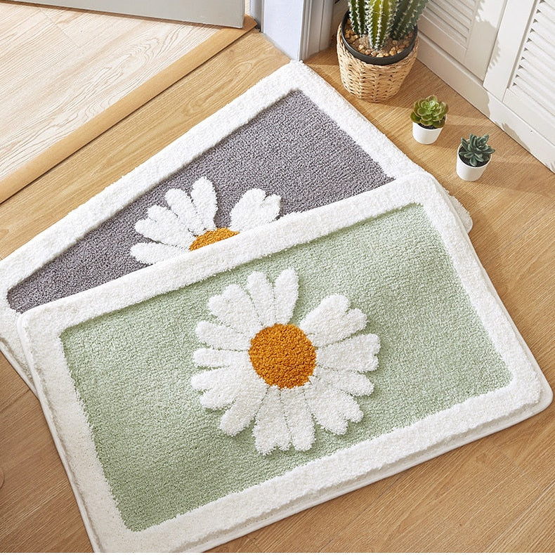 Tapis de Bain Rembourré à Motifs Floraux