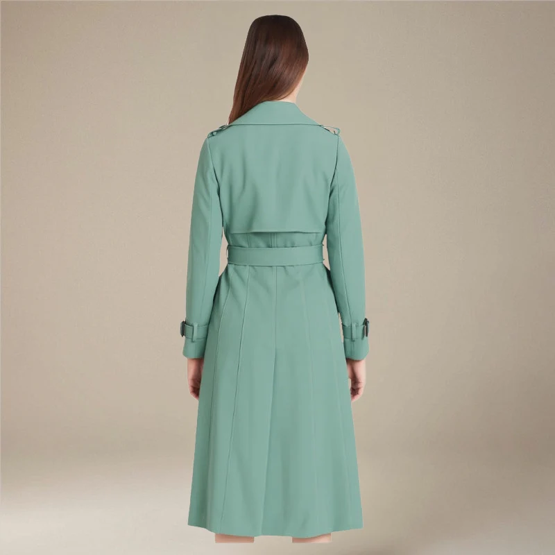 Trench-coat manches longues col à revers avec taille ceinturée - Image 10