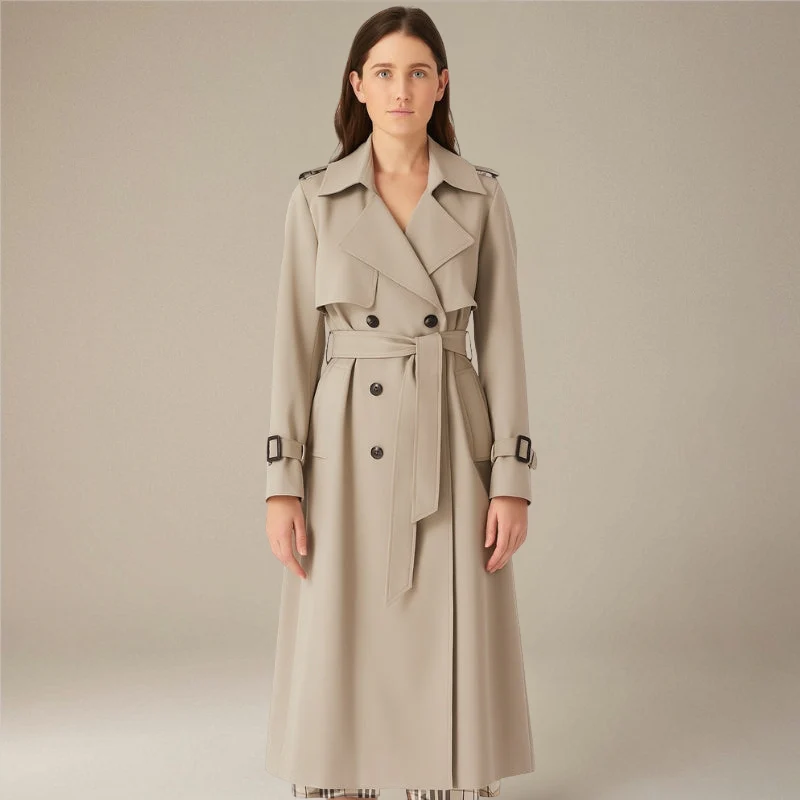 Trench-coat manches longues col à revers avec taille ceinturée - Image 13