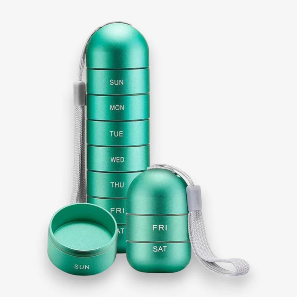 PillMate – Boîte de voyage pour pilules avec organiseur hebdomadaire et sangle - Image 2