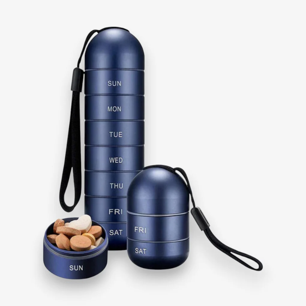 PillMate – Boîte de voyage pour pilules avec organiseur hebdomadaire et sangle - Image 3