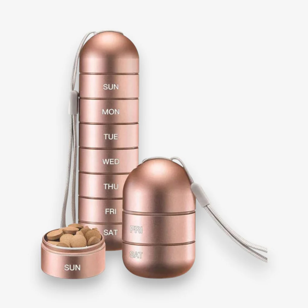 PillMate – Boîte de voyage pour pilules avec organiseur hebdomadaire et sangle - Image 4