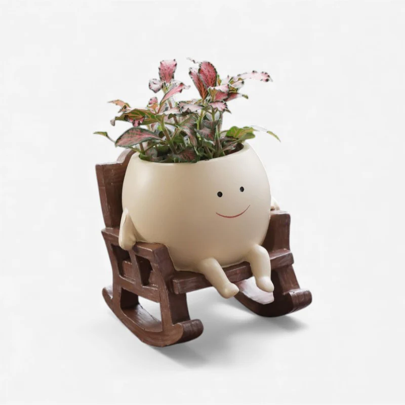 Pot de fleurs en forme de chaise à bascule pour succulentes