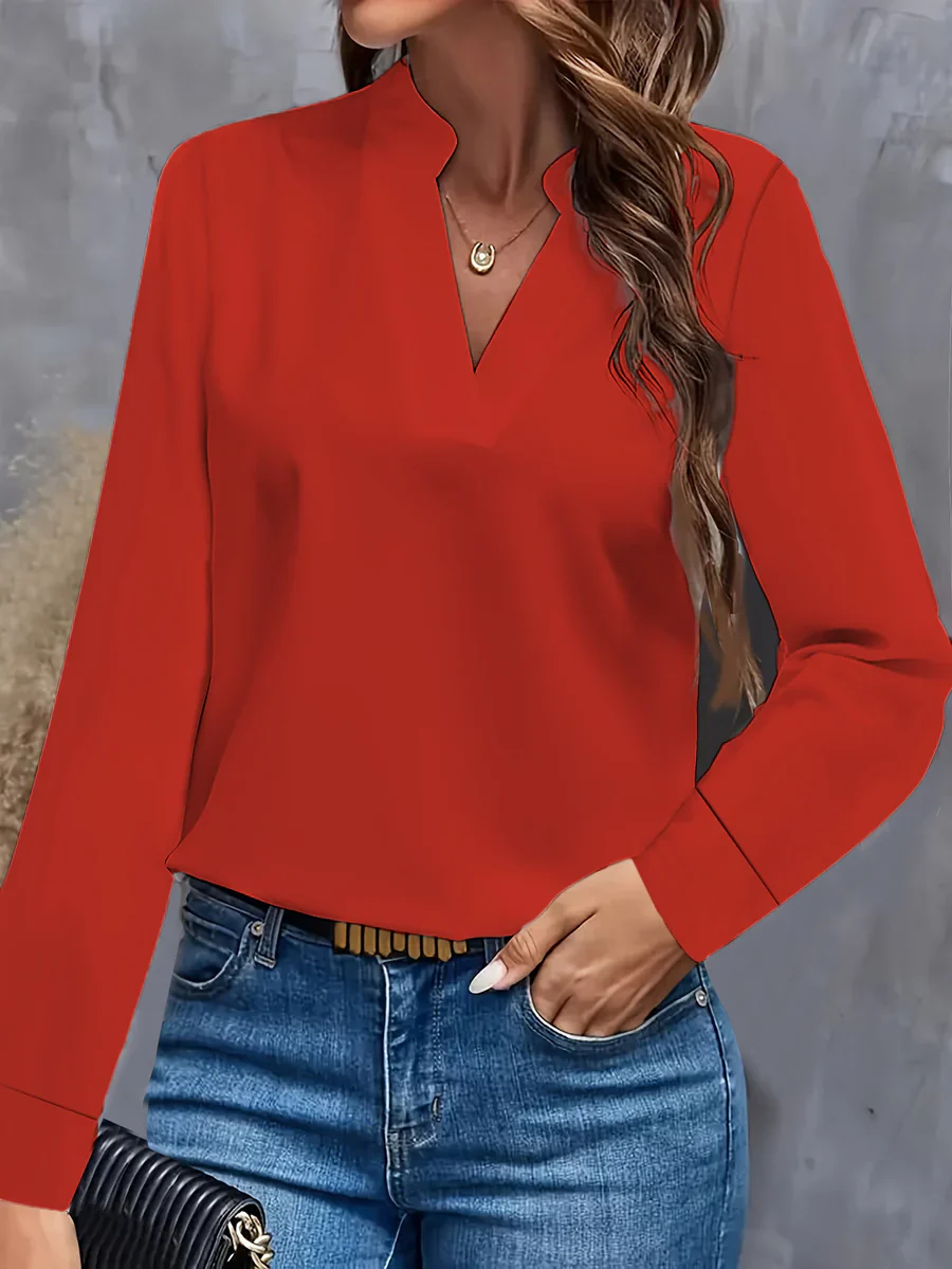 Blouse femme col V manches longues - Image 2