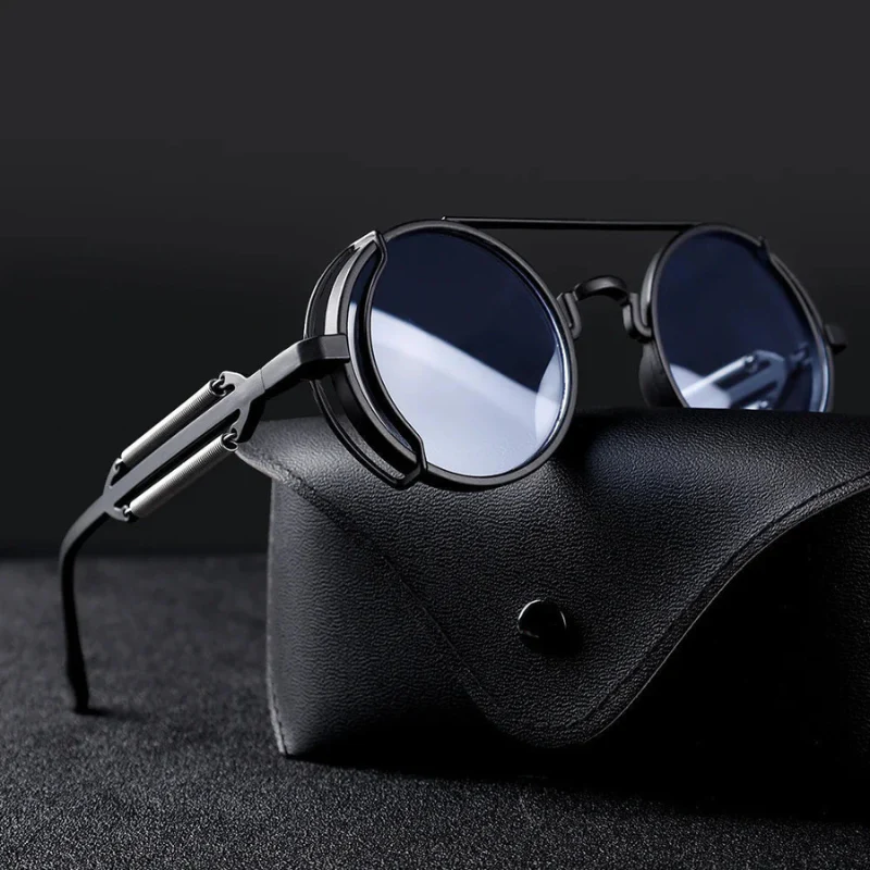 Rafael – Lunettes de Soleil Rondes Audacieuses avec Accents Métalliques et Verres Colorés - Image 4