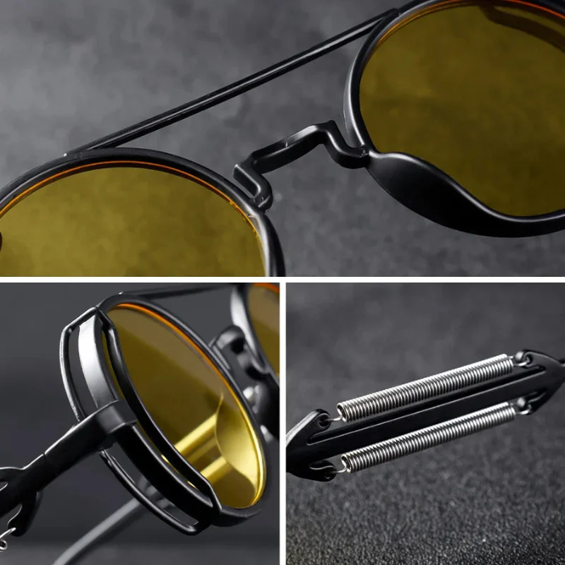 Rafael – Lunettes de Soleil Rondes Audacieuses avec Accents Métalliques et Verres Colorés - Image 7