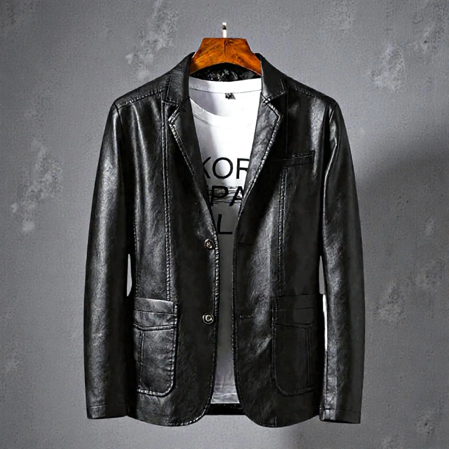 Veste en cuir manches longues - Image 5