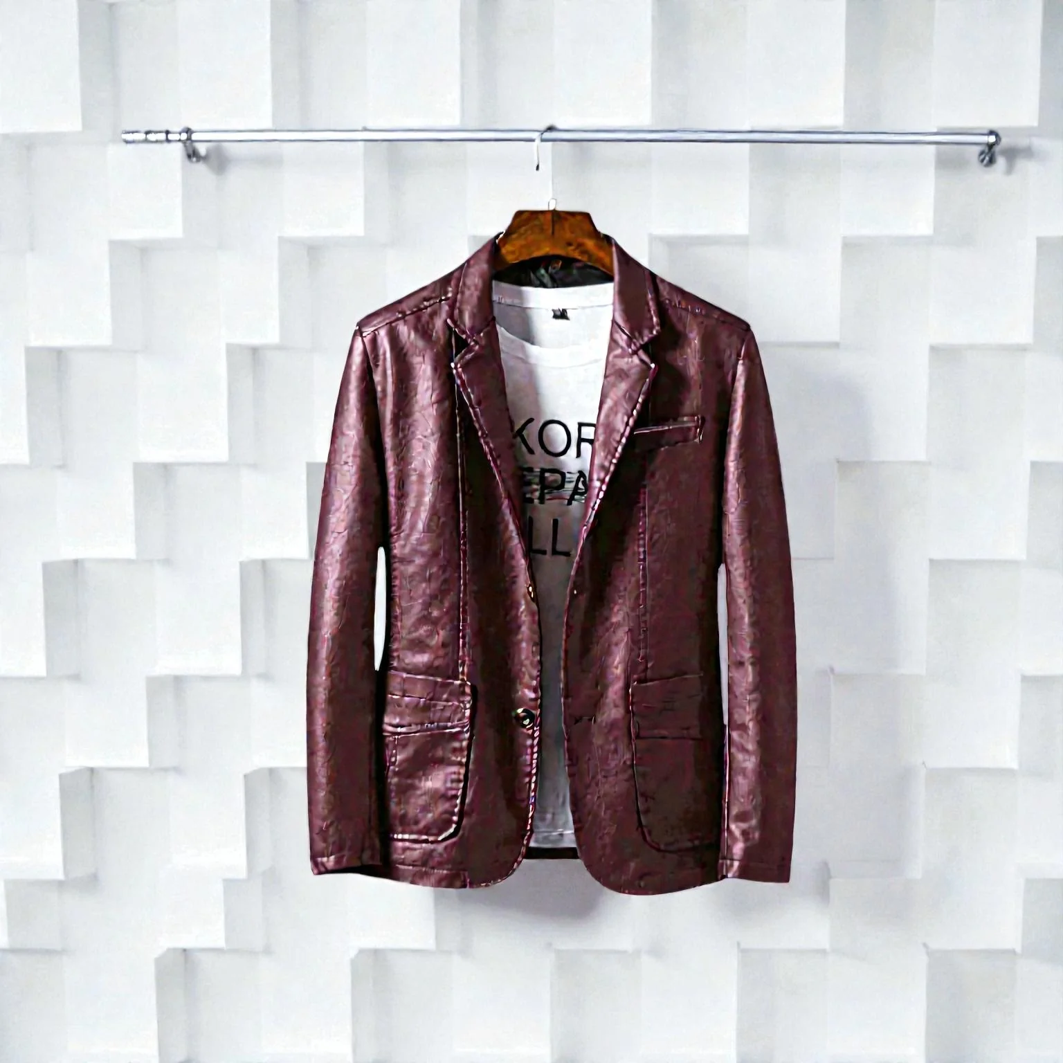 Veste en cuir manches longues - Image 7
