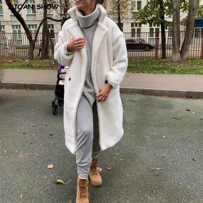 Gilet long femme style manteau teddy sans manches - Image 3