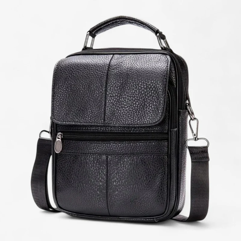 Grand sac à bandoulière homme en cuir avec fermeture éclair - Image 2