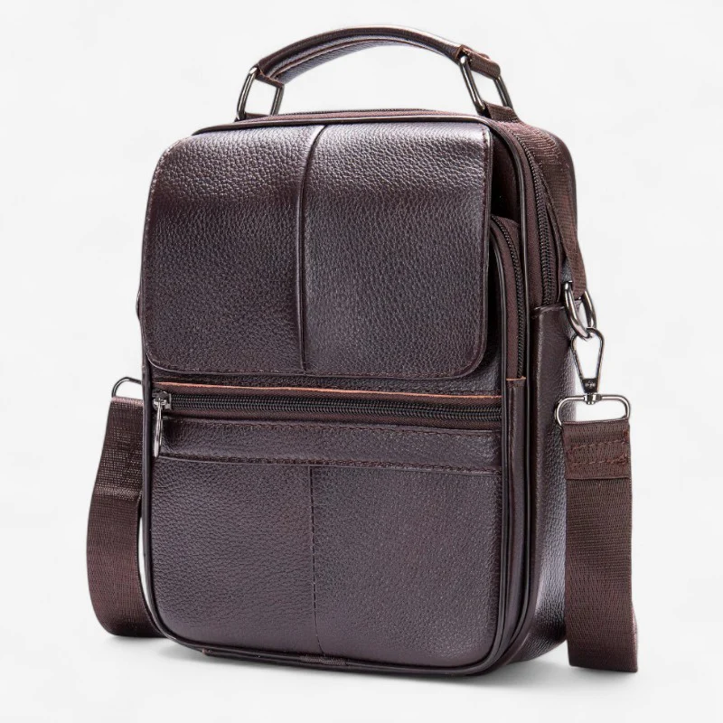 Grand sac à bandoulière homme en cuir avec fermeture éclair - Image 3