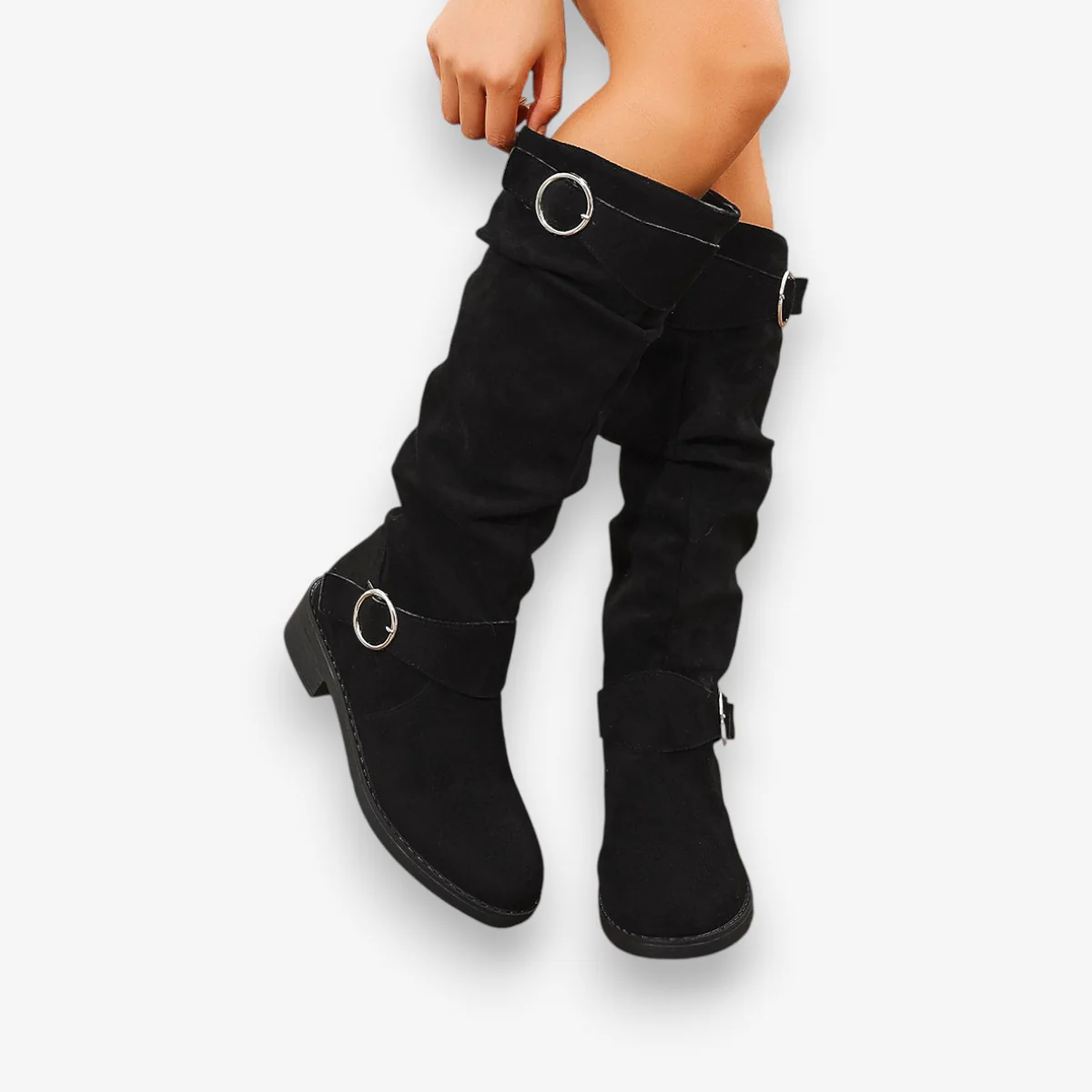 Riva – Bottes hautes à bout rond avec boucle et semelle texturée - Image 2
