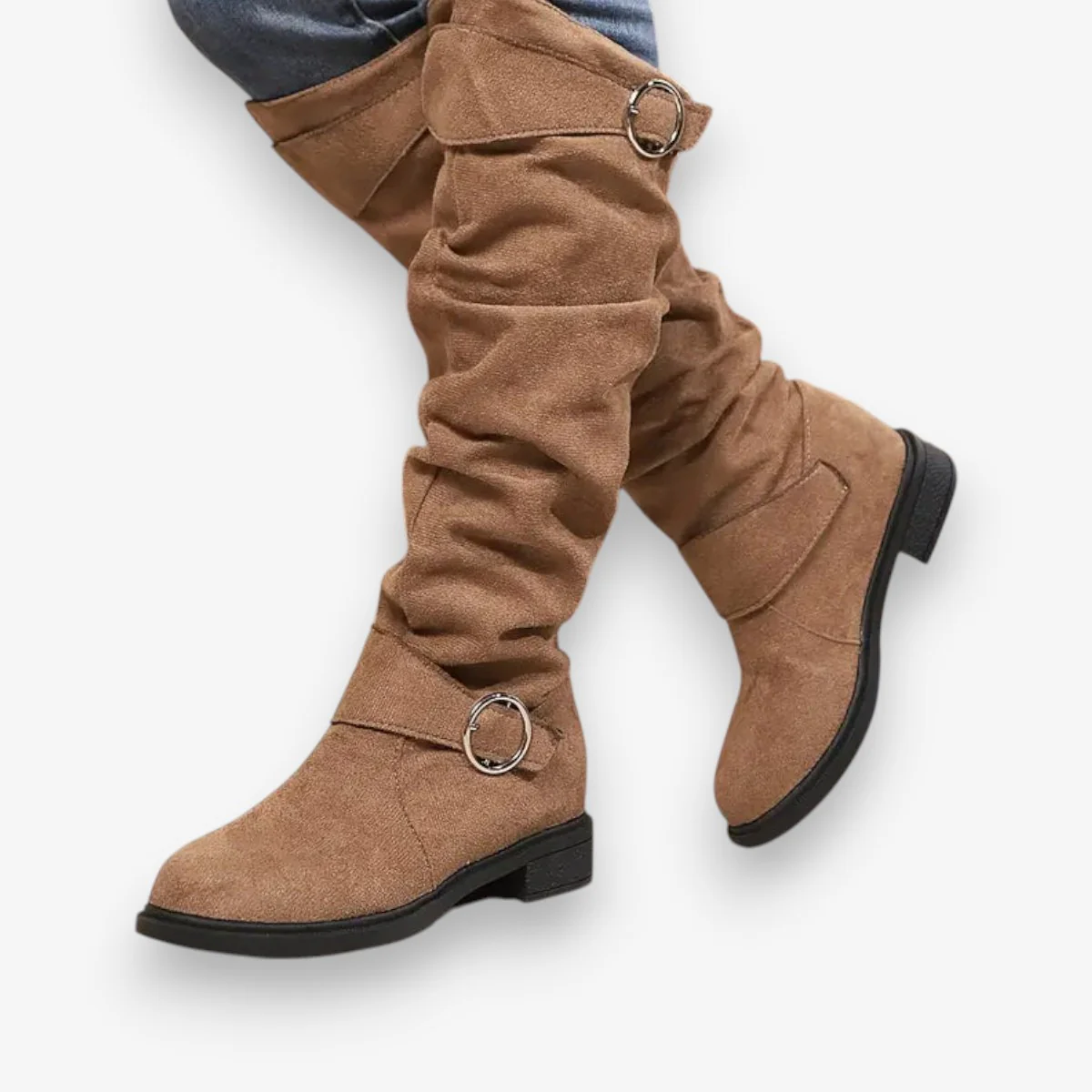 Riva – Bottes hautes à bout rond avec boucle et semelle texturée - Image 4