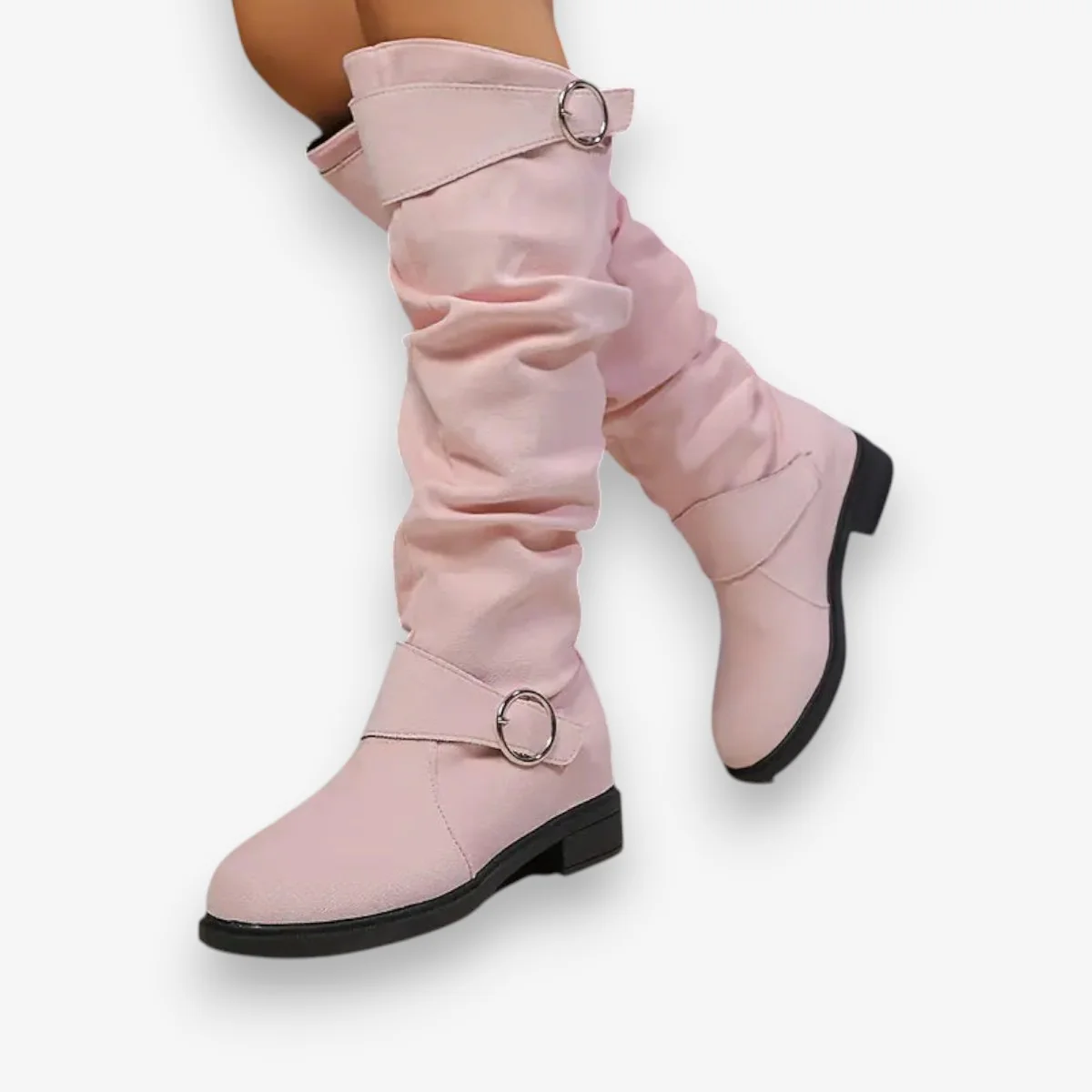 Riva – Bottes hautes à bout rond avec boucle et semelle texturée - Image 5