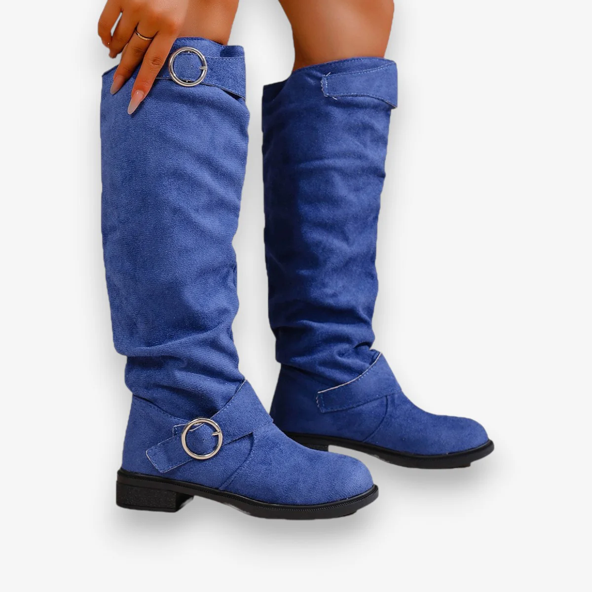 Riva – Bottes hautes à bout rond avec boucle et semelle texturée - Image 6