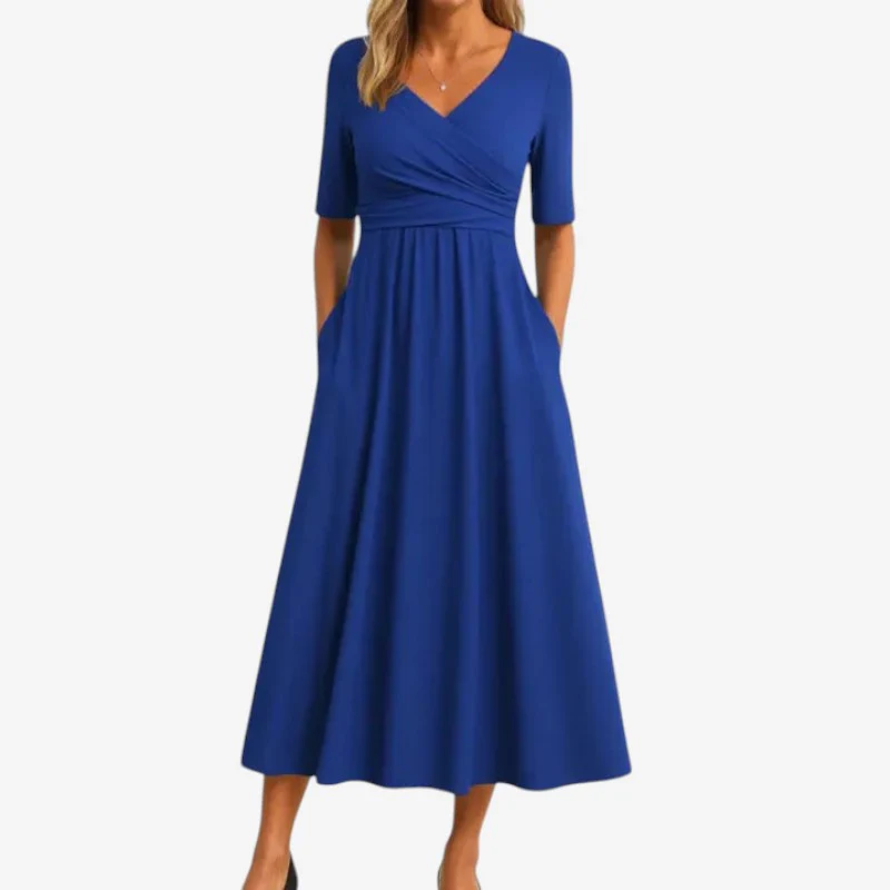 Robe femme manches courtes col V - Image 3