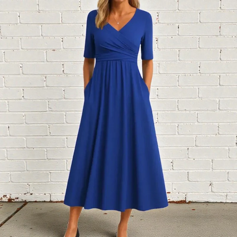 Robe femme manches courtes col V - Image 4