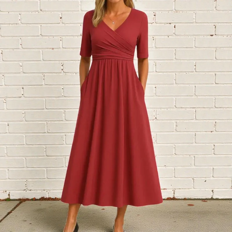 Robe femme manches courtes col V - Image 5