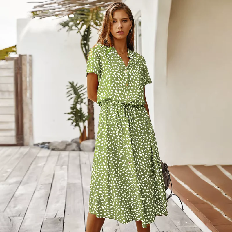 Robe Imprimée Femme avec Ceinture à la Taille - Image 11