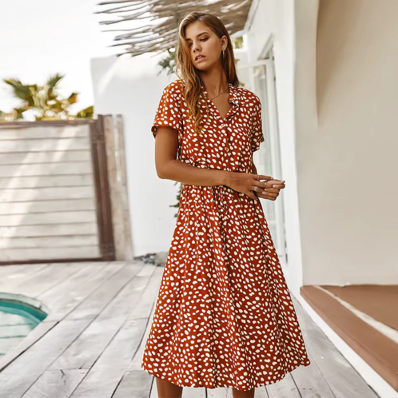Robe Imprimée Femme avec Ceinture à la Taille - Image 12