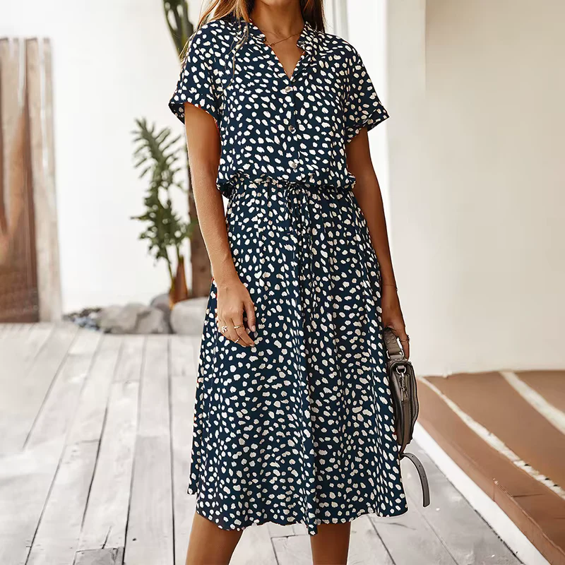 Robe Imprimée Femme avec Ceinture à la Taille - Image 14