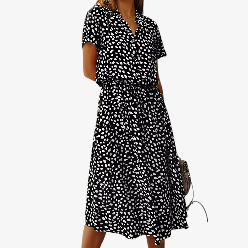 Robe Imprimée Femme avec Ceinture à la Taille - Image 2