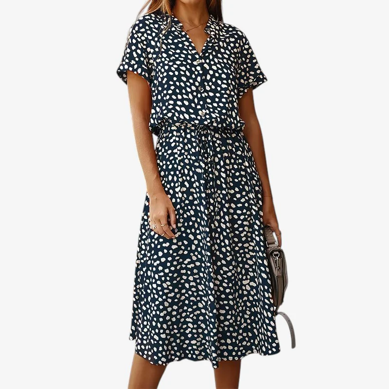Robe Imprimée Femme avec Ceinture à la Taille - Image 3