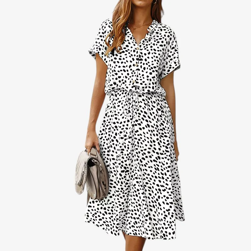 Robe Imprimée Femme avec Ceinture à la Taille - Image 4