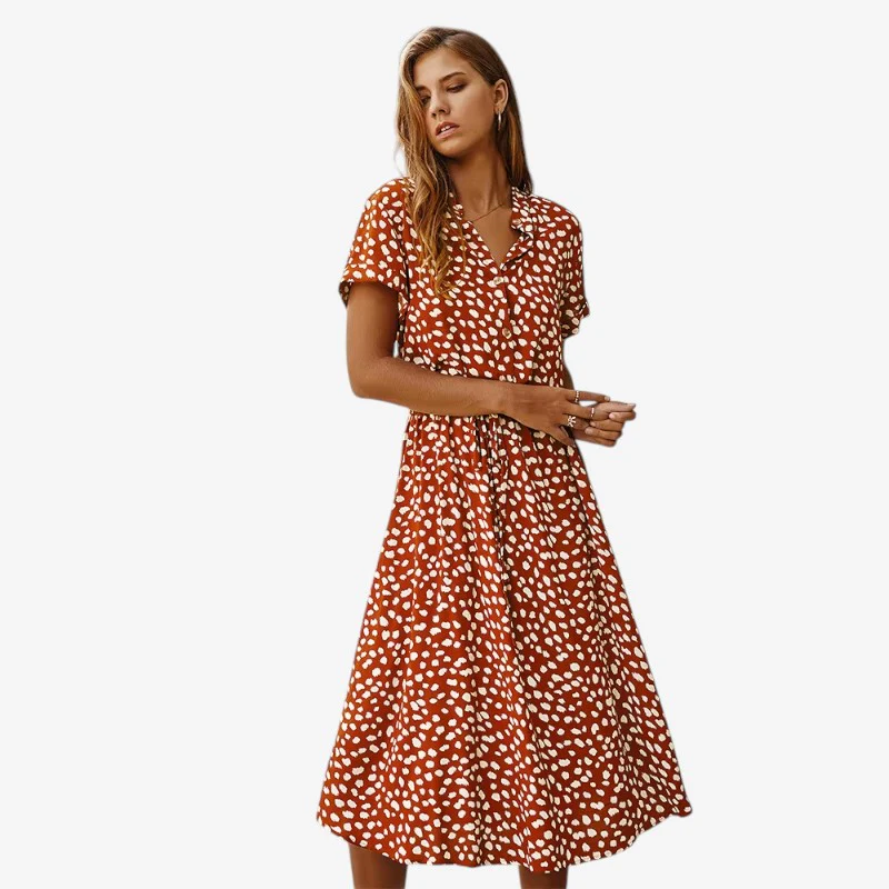 Robe Imprimée Femme avec Ceinture à la Taille - Image 5