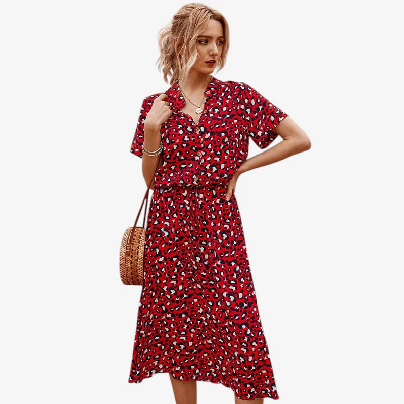Robe Imprimée Femme avec Ceinture à la Taille - Image 7