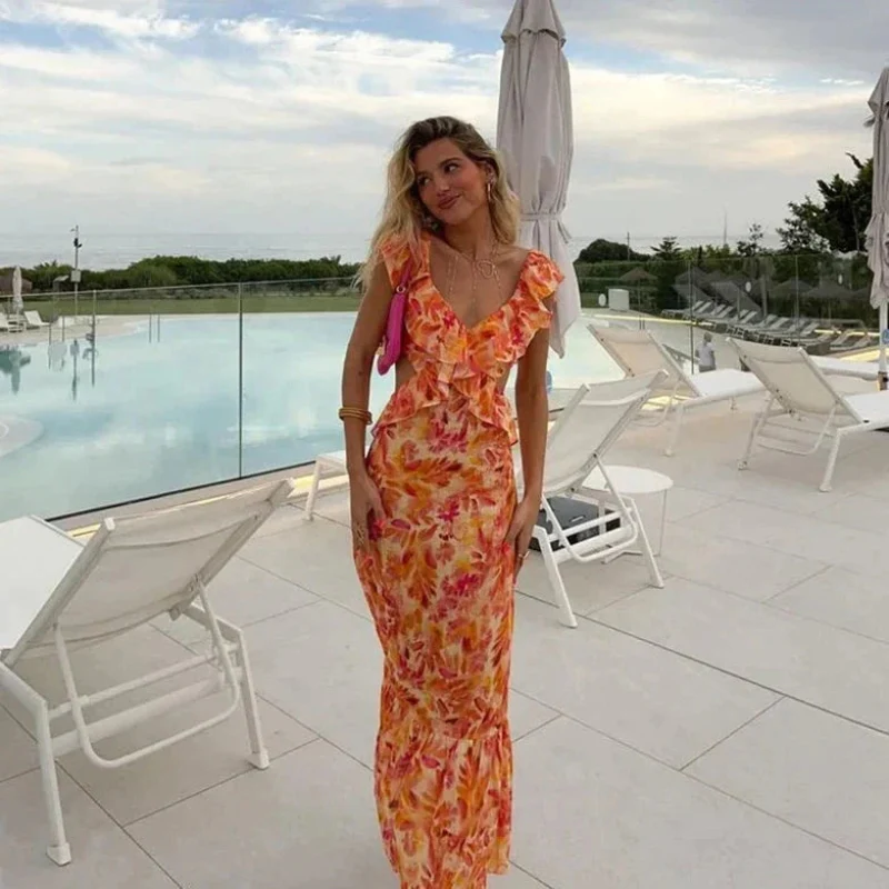 Robe longue femme à volants - Image 3