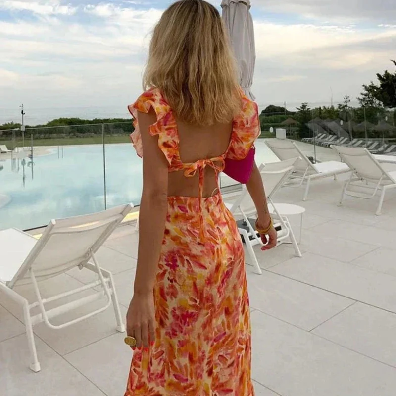 Robe longue femme à volants - Image 4