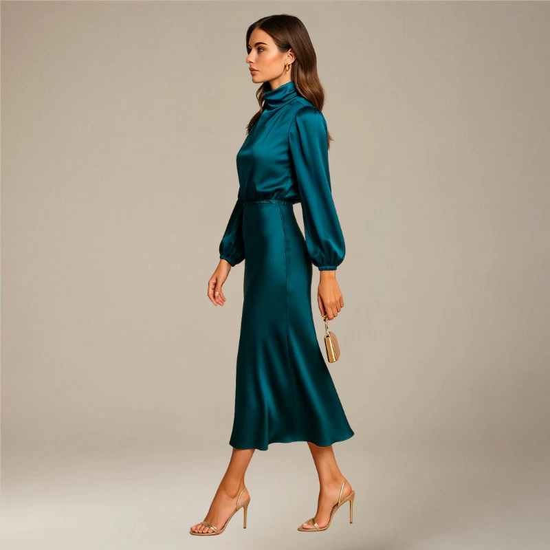 Robe midi col montant pour femmes - Image 6