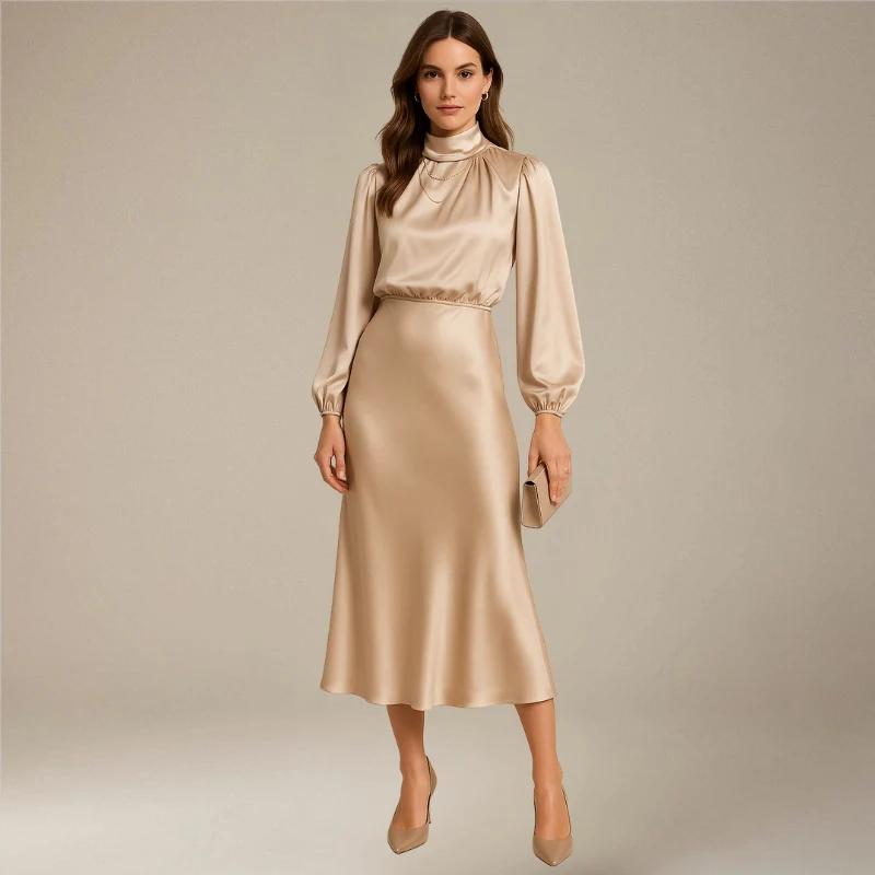 Robe midi col montant pour femmes - Image 8